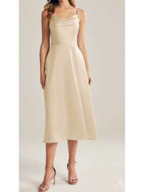 AW BRIDAL SZ 6 S champagne Renee bridesmaid formal party midi dress NEW 0b13